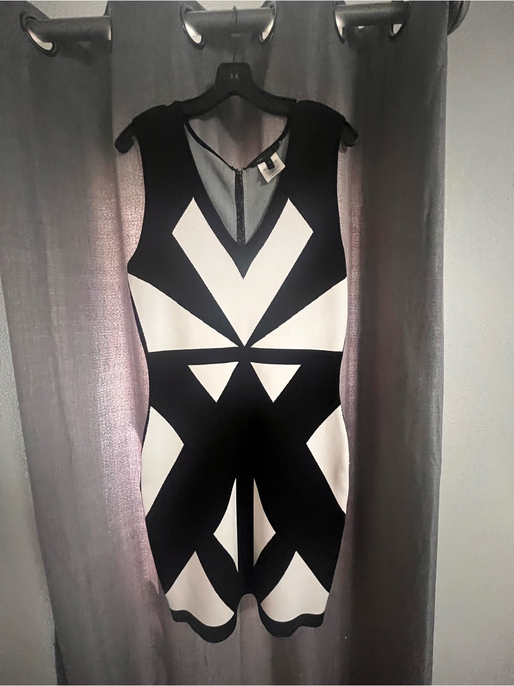 BCBGMaxAzria Black and White Geometric Mini Dress